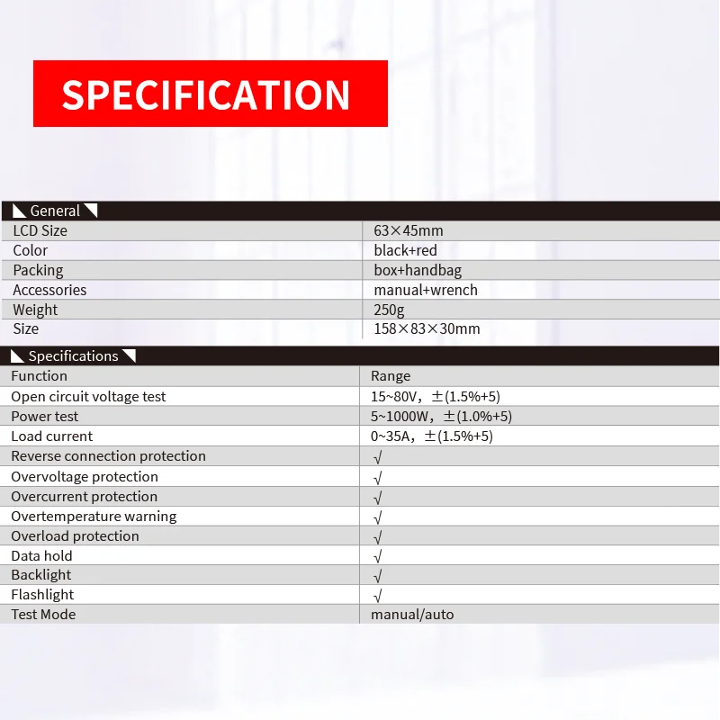 Solar Tester - Automatic and Rapid Measurement of PV Panel Maximum Power Point Tracking, Simultaneously Measures Maximum