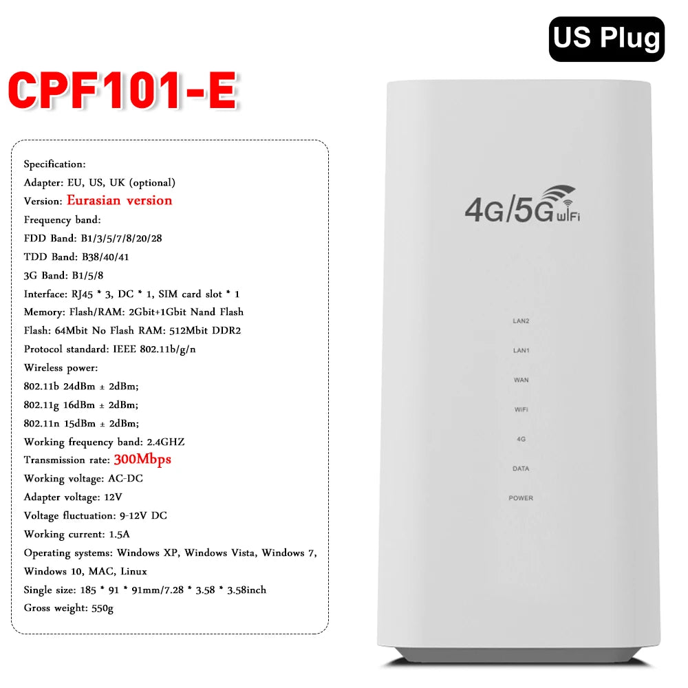 4G LTE WiFi Router 150Mbps 300Mbps CPE EU Version WiFi Wireless Router 3 RJ45 with SIM Card Slot Internal Antenna WIFI Routers