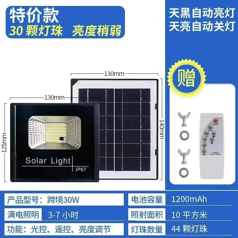 NEW 30-500W Solar Flood Lights with Remote Control Outdoor IP67 Waterproof Solar Powered Spotlight Solar Reflector Wall Lamp Hot
