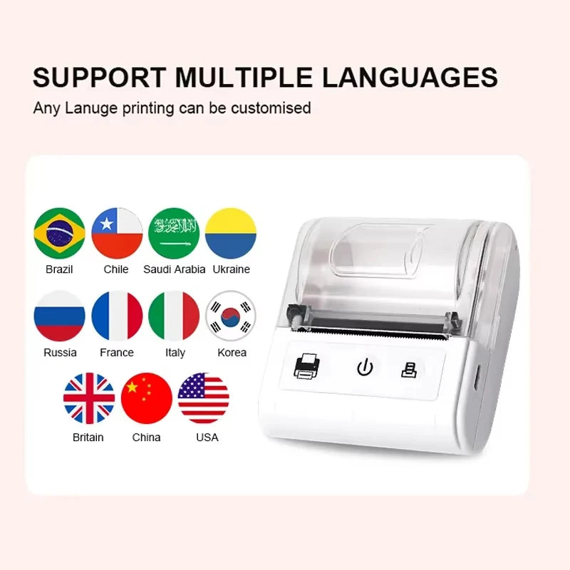 58MM Portable Mini Thermal Printer Bluetooth Thermal Printer For Small Business Printer Computer-Mobile Connection IOS Android