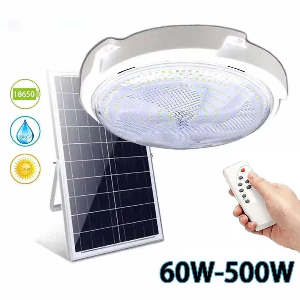 60/500W LED Solar Ceiling Light Pendant Light Outdoor Indoor Solar-Power Lamp with Line Corridor Light for Garden Decoration Hot