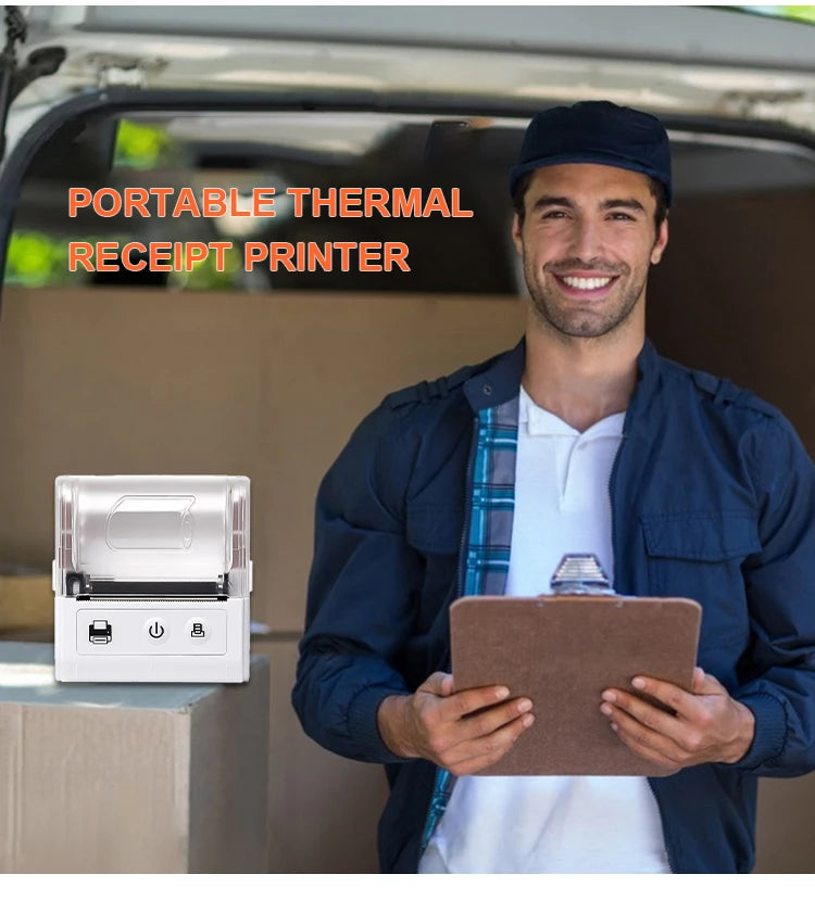 58MM Portable Mini Thermal Printer Bluetooth Thermal Printer For Small Business Printer Computer-Mobile Connection IOS Android