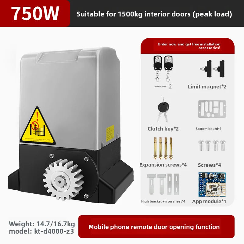 KOB Linear Electric Sliding Gate Motor 370W 800kg Automatic Door Opener for Villa Factory Gate with Remote Control