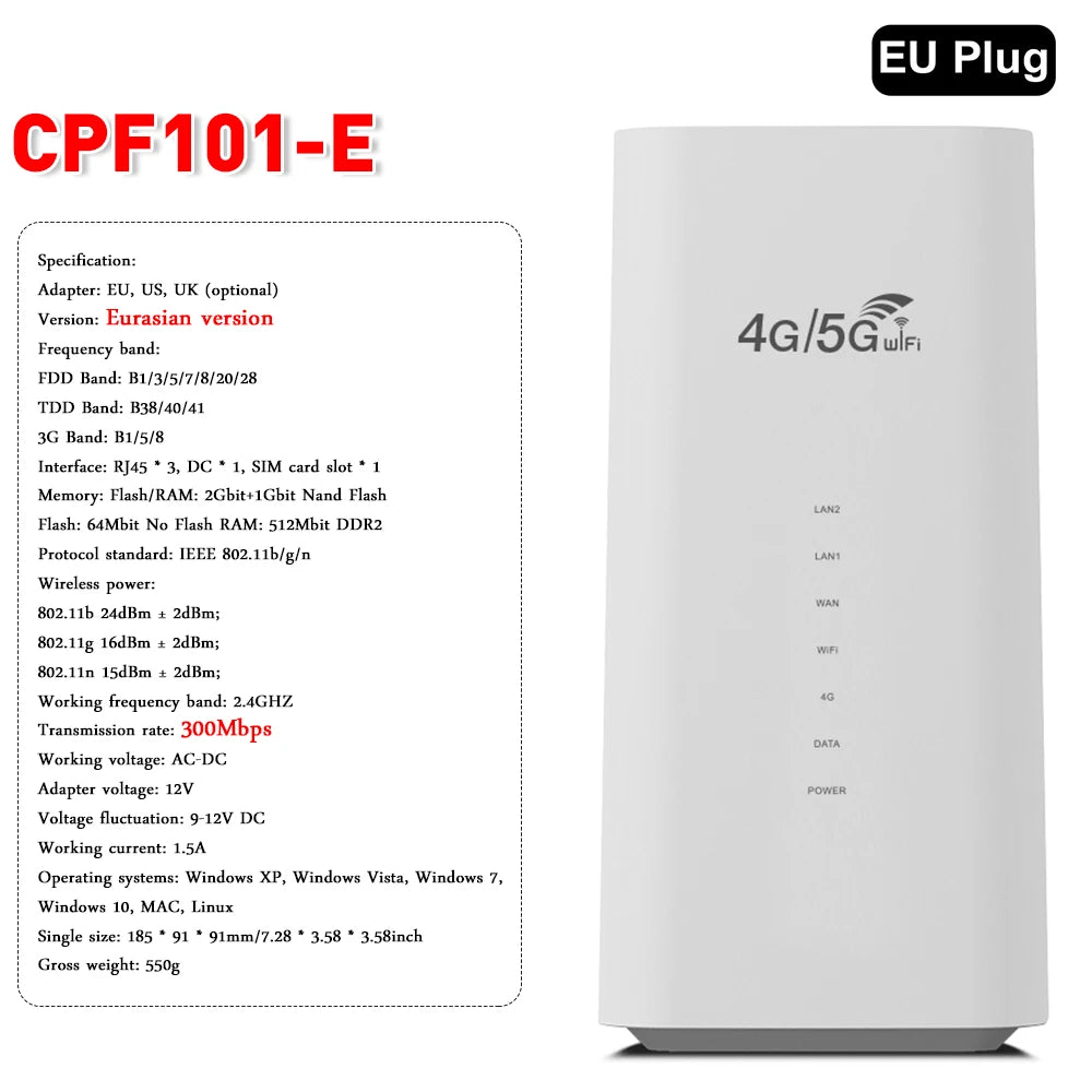 4G LTE WiFi Router 150Mbps 300Mbps CPE EU Version WiFi Wireless Router 3 RJ45 with SIM Card Slot Internal Antenna WIFI Routers