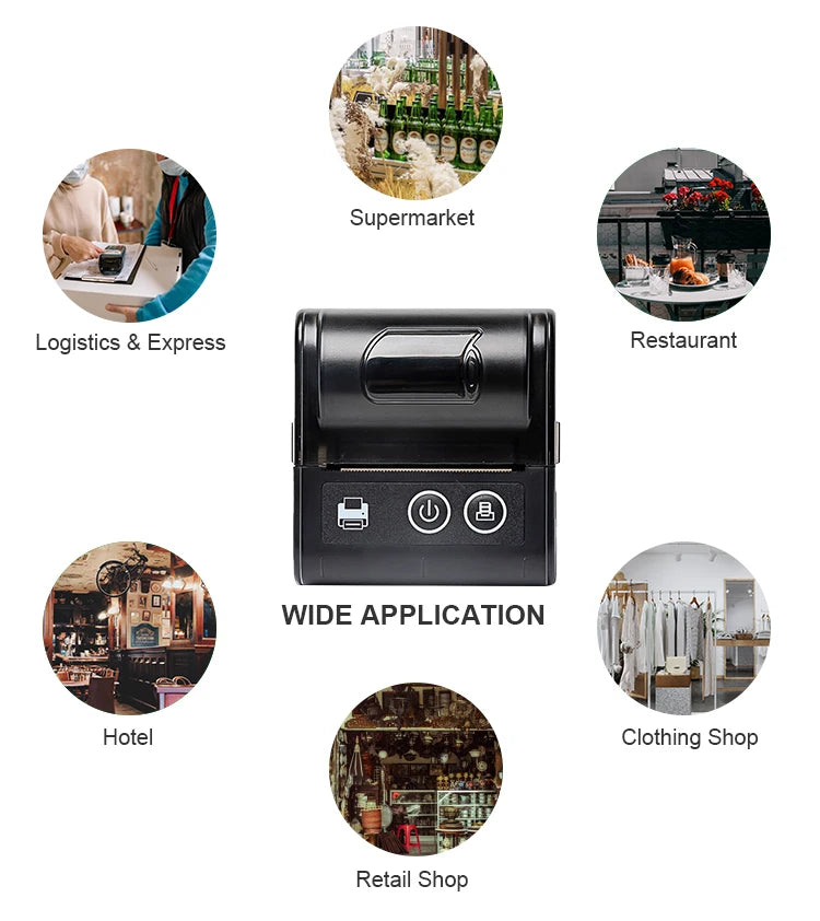 58MM Portable Mini Thermal Printer Bluetooth Thermal Printer For Small Business Printer Computer-Mobile Connection IOS Android
