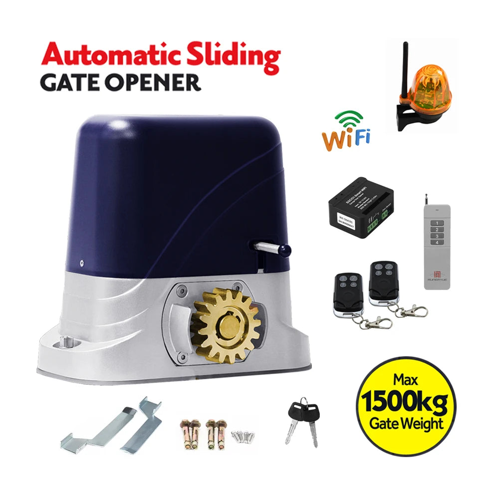 WiFi Gate Opener Smart Phone Control Spring Limit Sliding Gate Motor Opener Operator Closer for House Villa Factory Float Gate