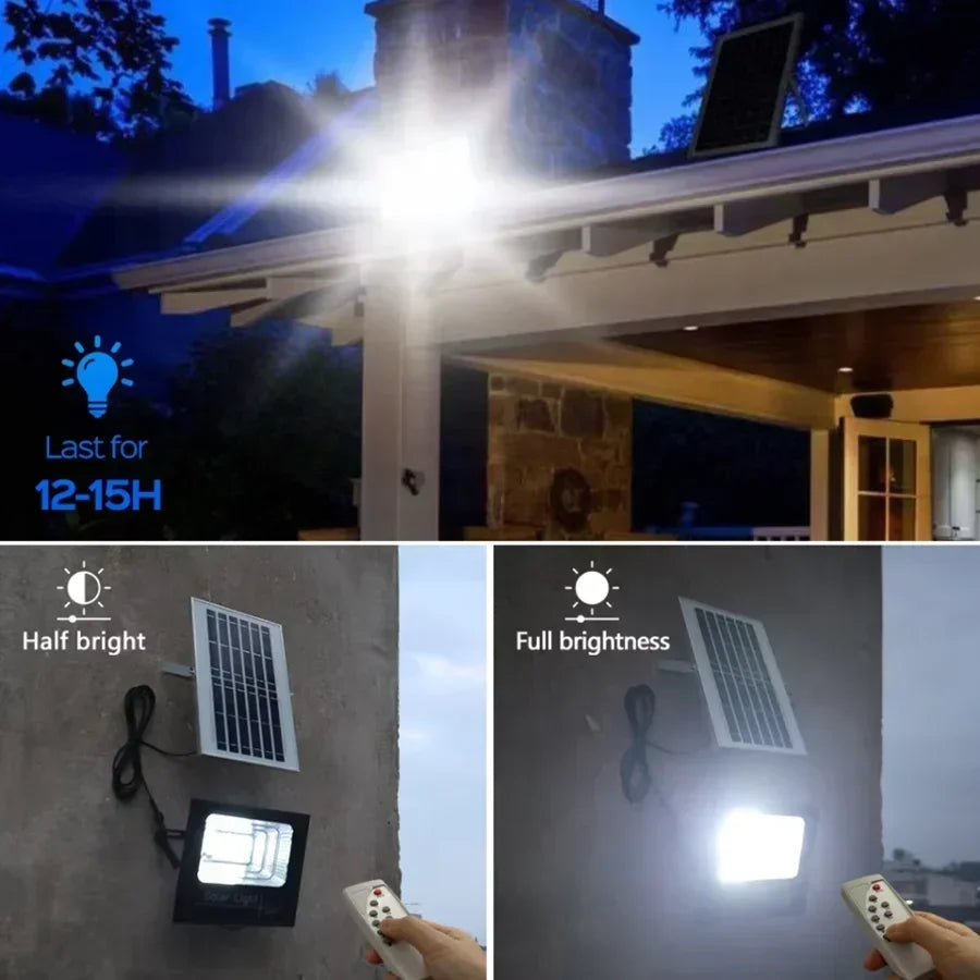 NEW 30-500W Solar Flood Lights with Remote Control Outdoor IP67 Waterproof Solar Powered Spotlight Solar Reflector Wall Lamp Hot