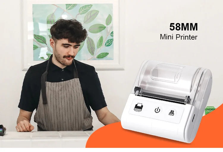 58MM Portable Mini Thermal Printer Bluetooth Thermal Printer For Small Business Printer Computer-Mobile Connection IOS Android