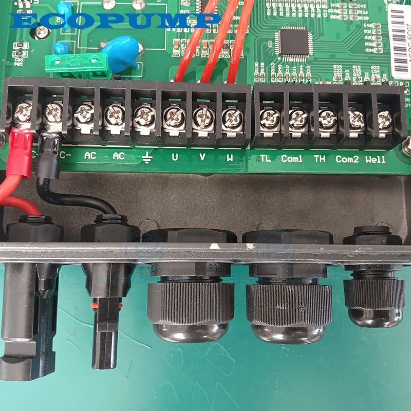 HYBRID SOLAR PUMP outlet 1.25" 2HP AC/DC AUTO-SWITCH 4" Submersible Pump Max head 168m Max Flow 7T/H Model: 4JSC7-168-D110-1500