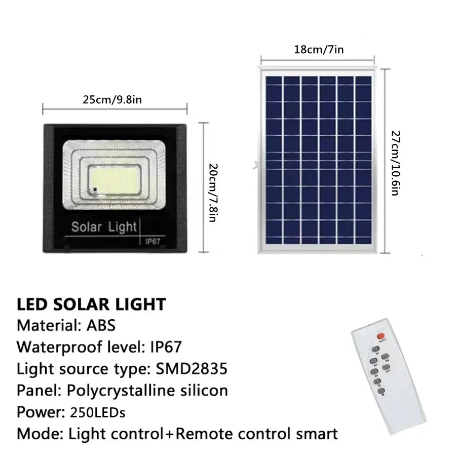 NEW 30-500W Solar Flood Lights with Remote Control Outdoor IP67 Waterproof Solar Powered Spotlight Solar Reflector Wall Lamp Hot