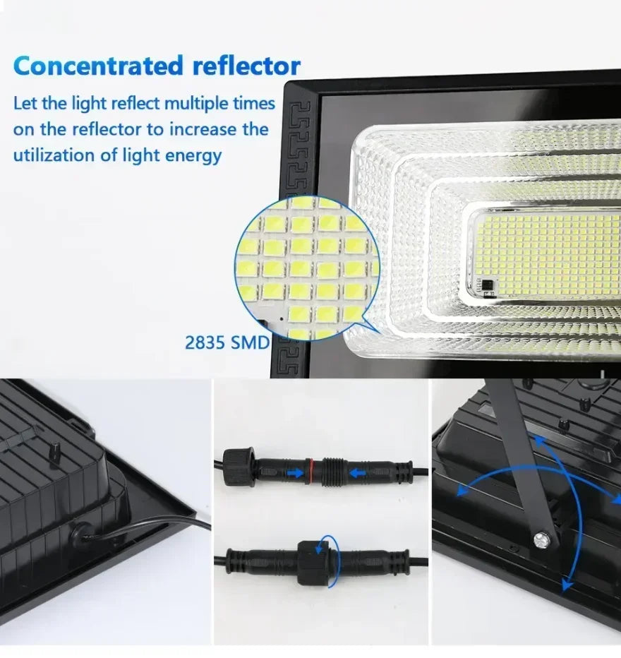 NEW 30-500W Solar Flood Lights with Remote Control Outdoor IP67 Waterproof Solar Powered Spotlight Solar Reflector Wall Lamp Hot