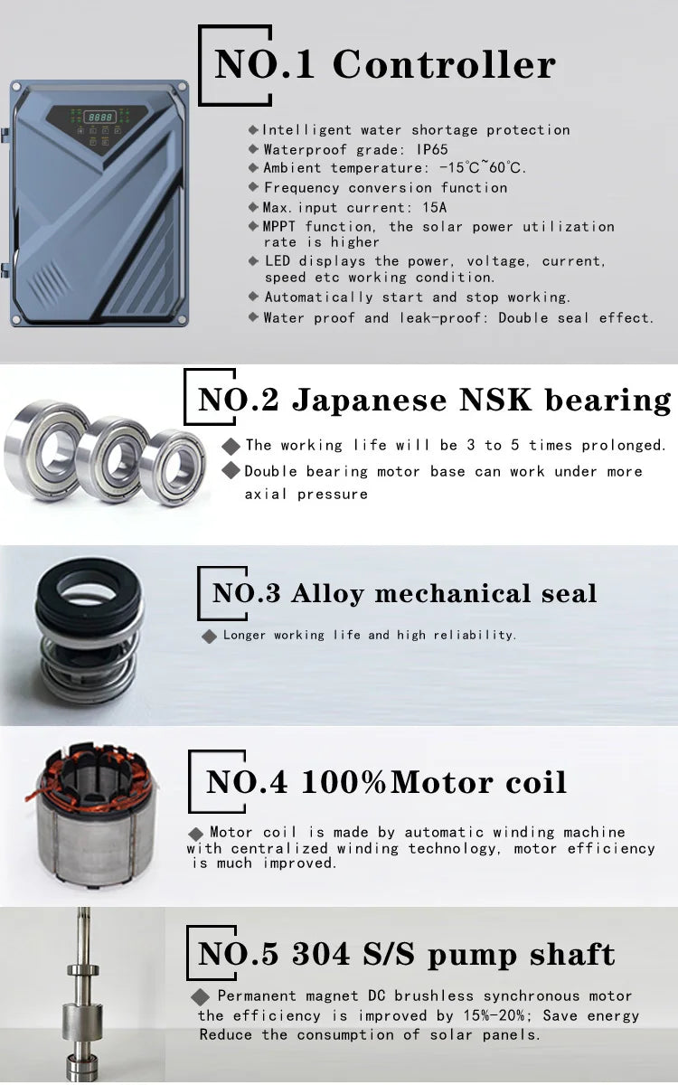 Power AC/DC   Hybrid Pump for Deep Well Irrigation Difful Brand 300m Head 4kw Solar Dc